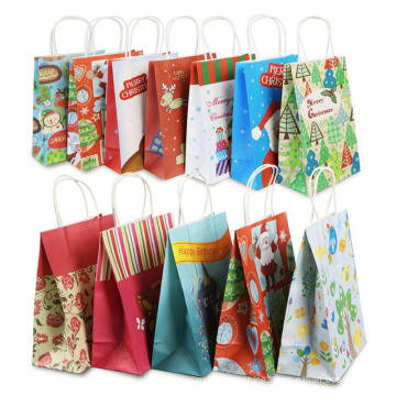 Recycle Kraft Paper Printing Christmas Gift Bag for Shopping